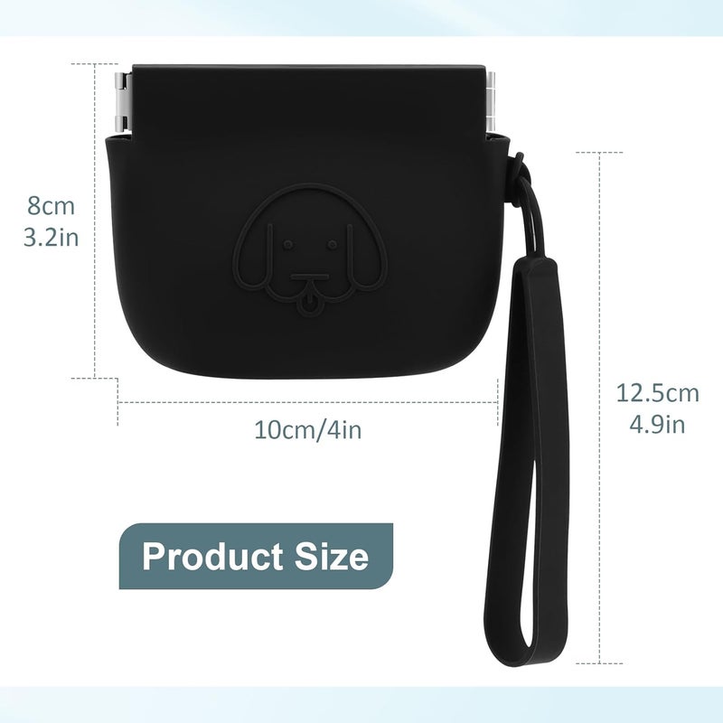 WALLFID Silicone Dog Treat Pouch Small Bag,Auto Closure,with Pet Training Clicker,Walking Bag for Dog and Cat,Pocket Size,Easy to Clean,Odorless (Dark Gray and Black) - Image 3